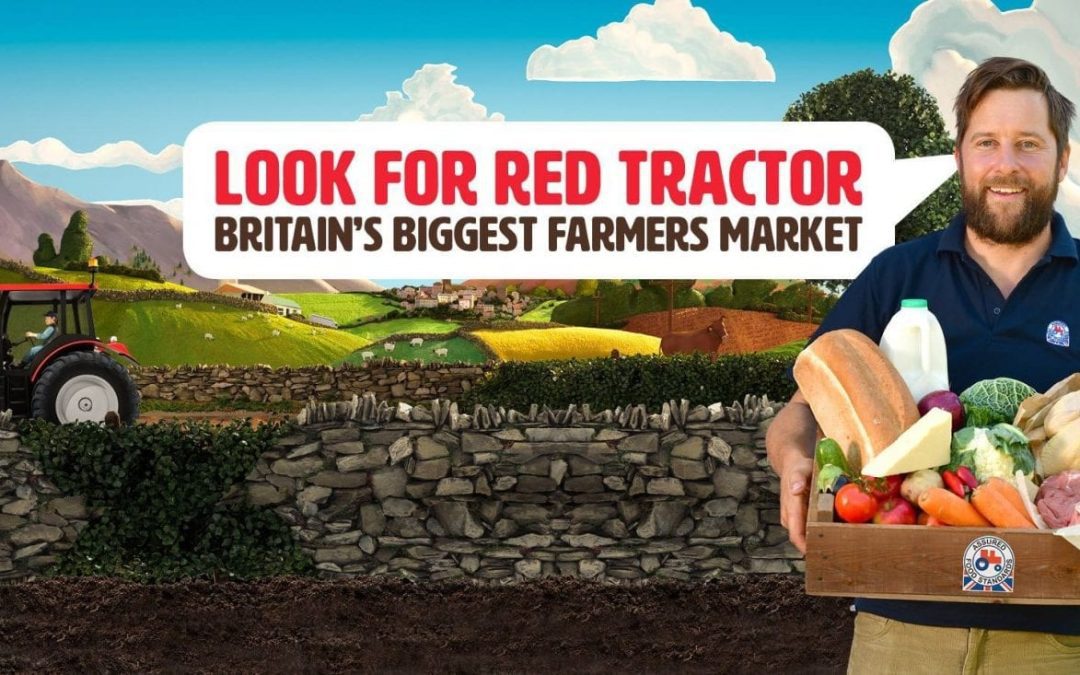 a farmer promoting red tractor