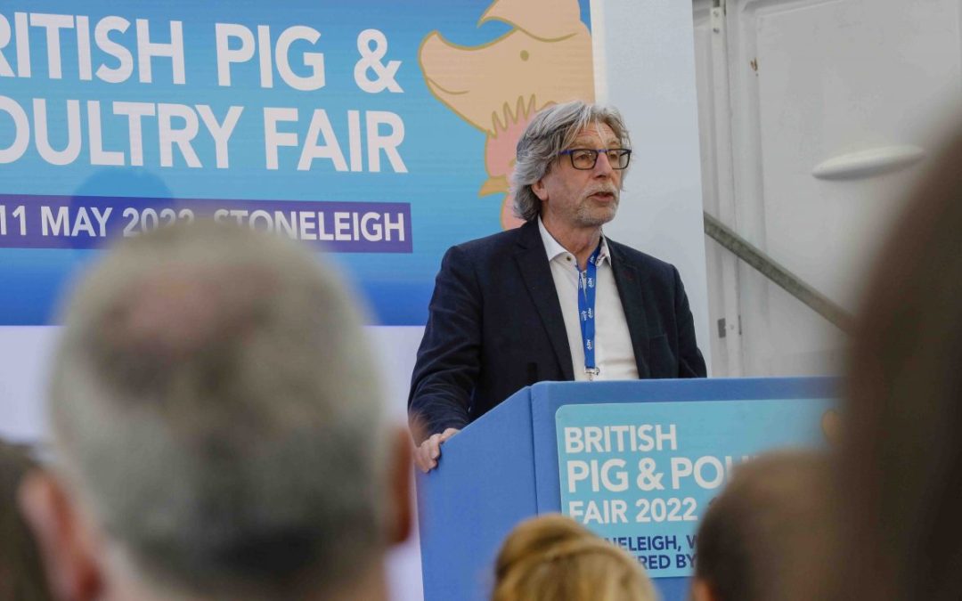 Elwyn Griffiths speaking at the pig and poultry fair